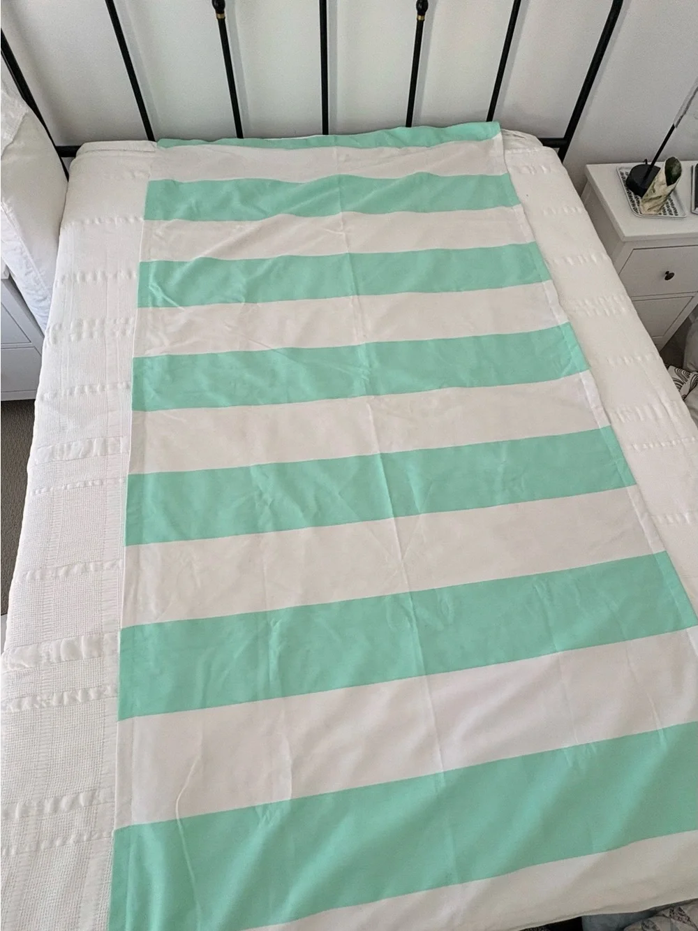 Pillowfort Aqua and White Striped Blackout Curtains